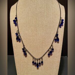 Blue Faceted Glass Dangle Necklace